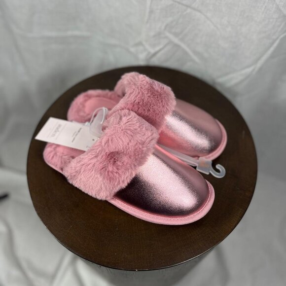 NWT Auden Rae Metallic Scuff Slippers in Pink - Size S/5-6 - Picture 1 of 5